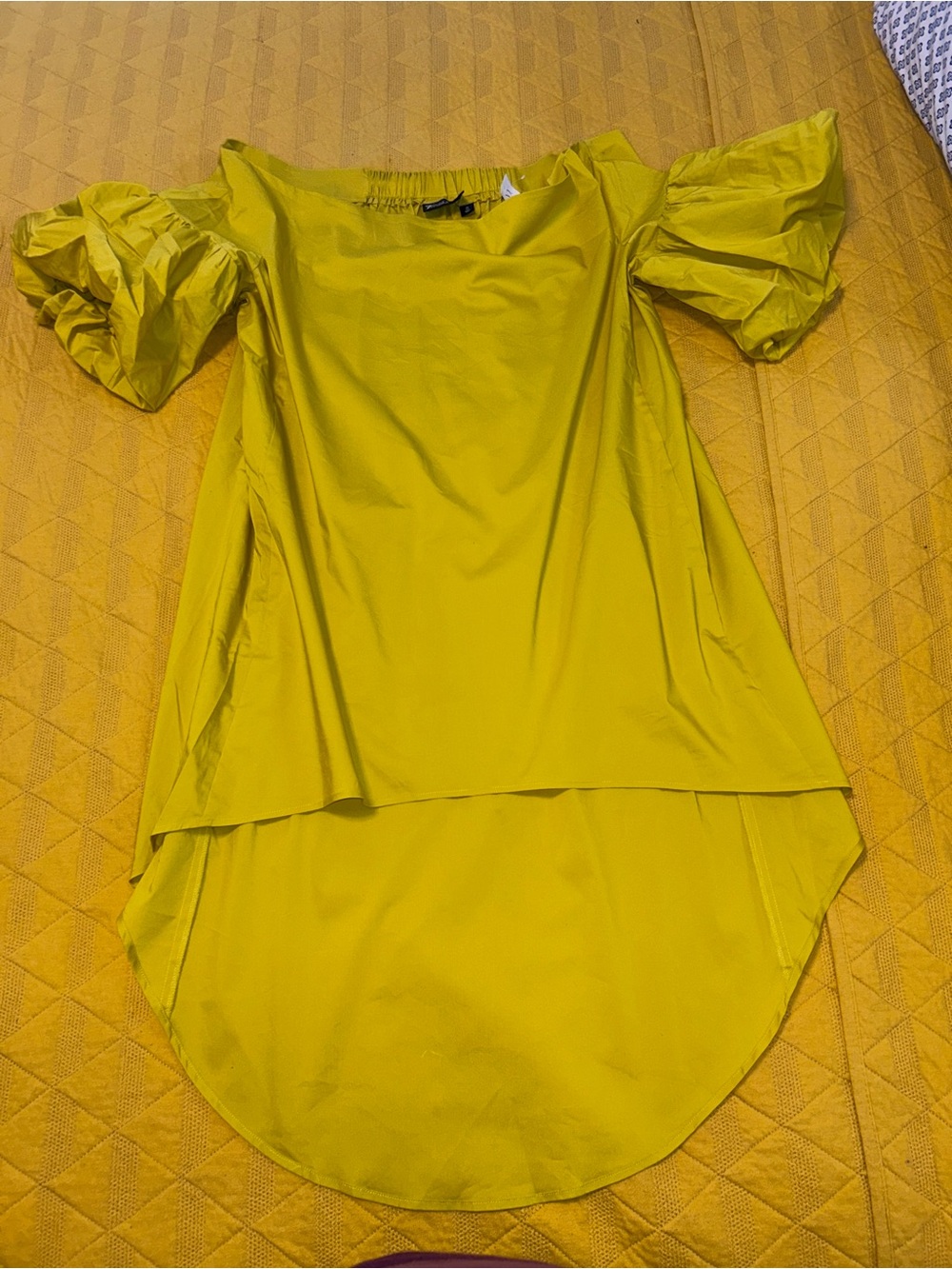 NY & Company 7th Avenue Blouse – XL Tall – Yellow Puff Sleeve High-Low Top NWT